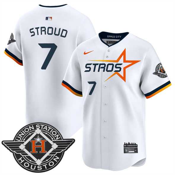 Men%27s Houston Astros #7 C.J. Stroud White 2025 City Connect Limited Stitched Jersey Dzhi->houston astros->MLB Jersey